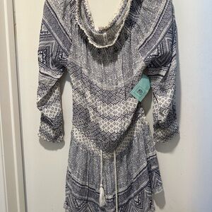NWT Rip Curl Gray and White Patterned Tunic Romper Size XL